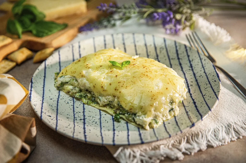 Lasaña vegetariana con espinacas