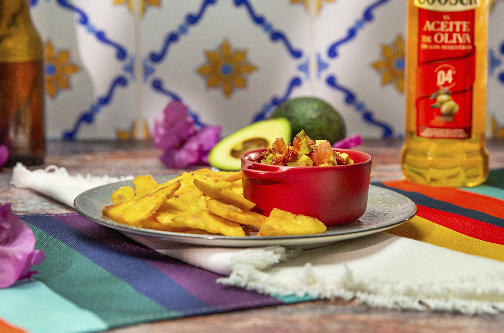 Nachos con guacamole